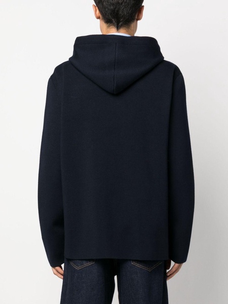 logo-embroidered knit wool-blend hoodie