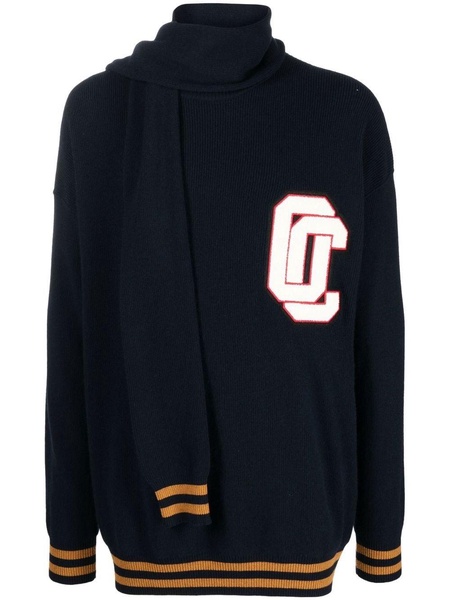 logo-patch knitted varsity jumper