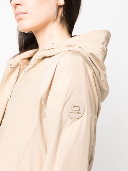 hooded mid-length coat