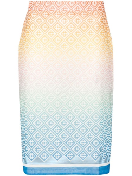 monogram-print midi skirt