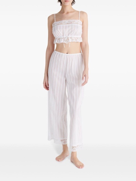 lace-trim cotton trousers