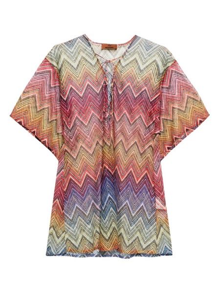 zigzag-print cover-up kaftan