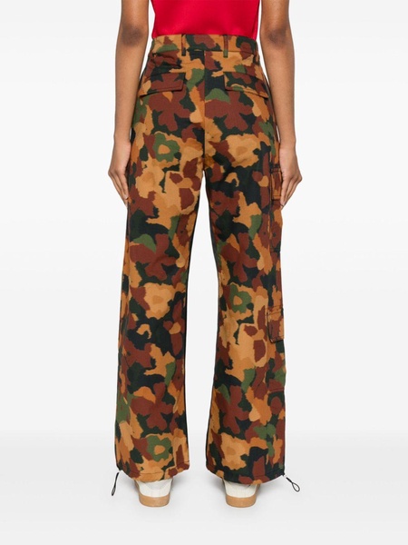 camouflage floral straight-legged trousers