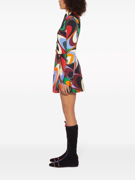 Onde-print silk wrap miniskirt