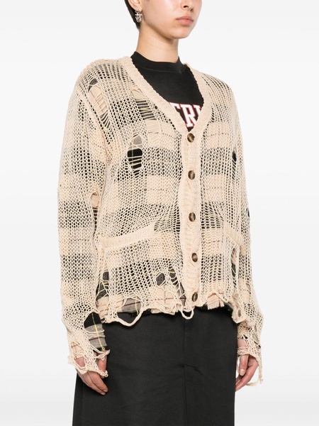 distressed open-knit cardigan