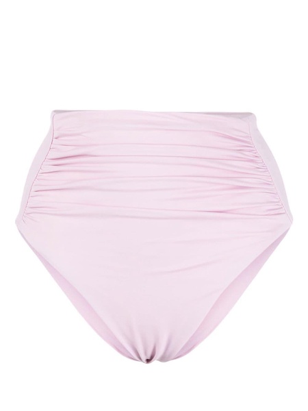 high-waisted gathered bikini bottoms