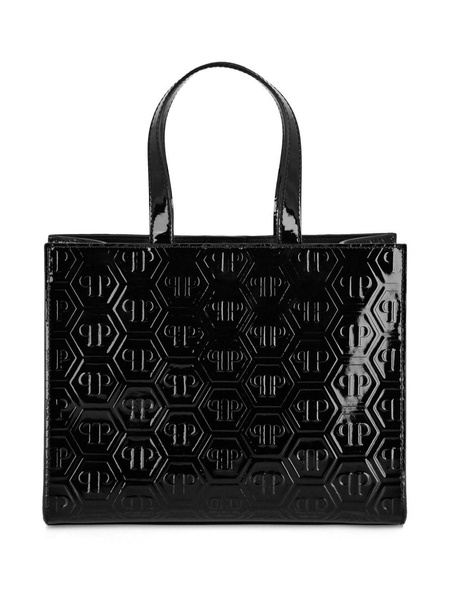 monogram patent tote bag