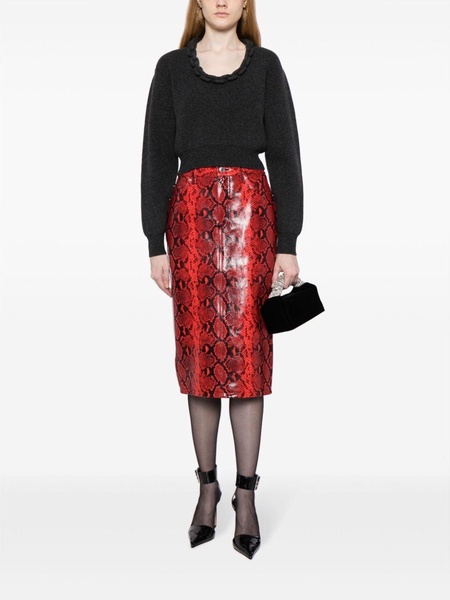 snakeskin-effect leather pencil skirt