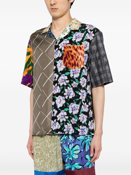 Regenerated colour-block silk shirt