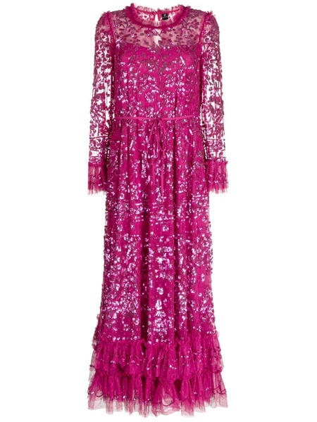 sequinned ruffled maxi dress