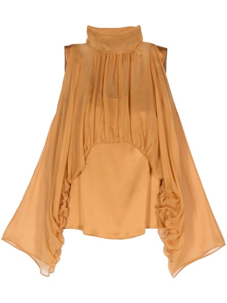 silk chiffon cold-shoulder blouse