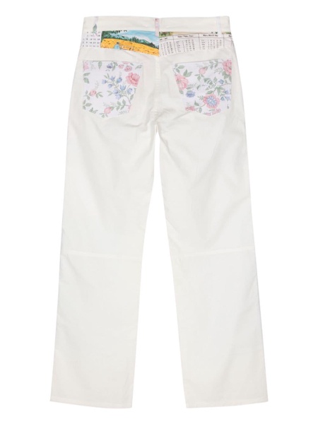 mix-print straight trousers