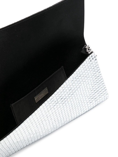 metallic-effect sequinned clutch bag