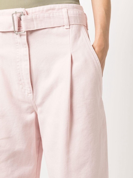 belted cotton gabardine trousers