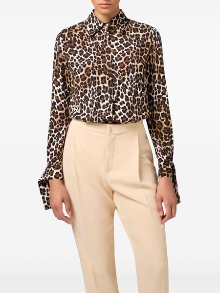 leopard-print georgette shirt