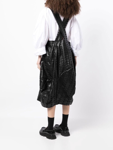 faux-leather pinafore skirt