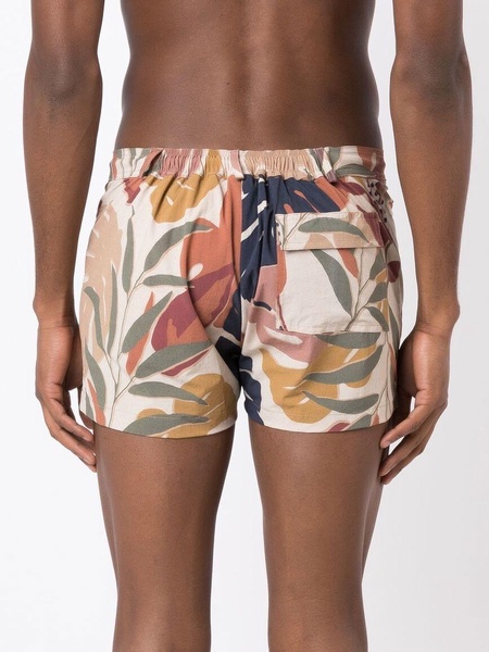 leaf-print swim shorts