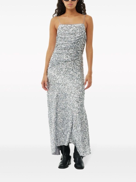 Ganni 3D Sequins Long Slip Dress