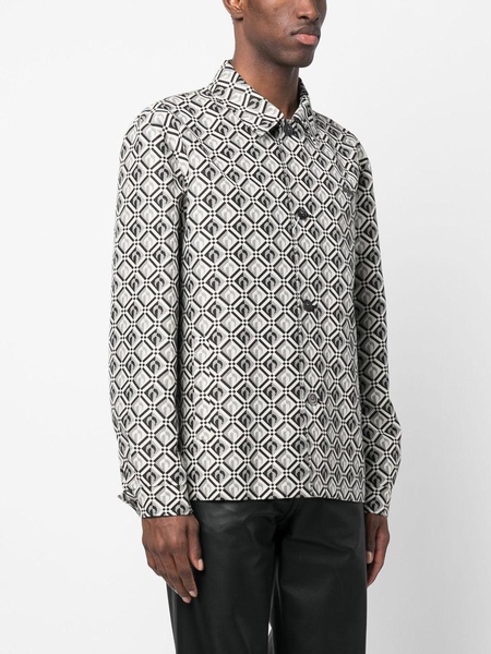 jacquard diamond-pattern long-sleeve shirt