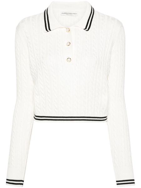 cable-knit polo jumper