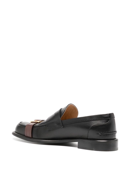 Animated buckle-detail leather loafers