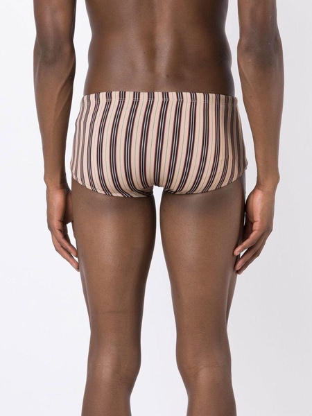 stripe-print swimming trunks