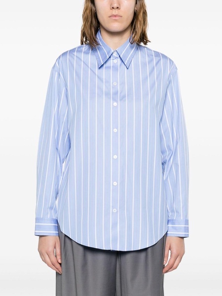 lace-detailing striped shirt