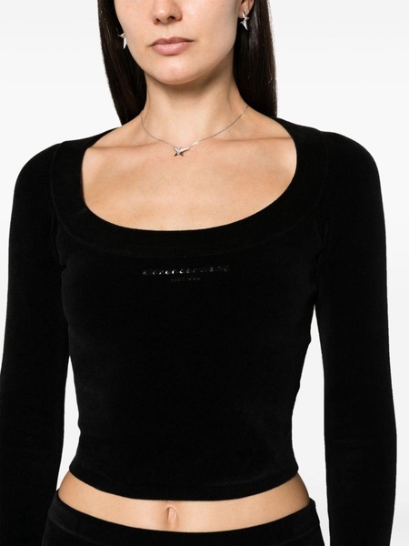 scoop-neck cropped knit top