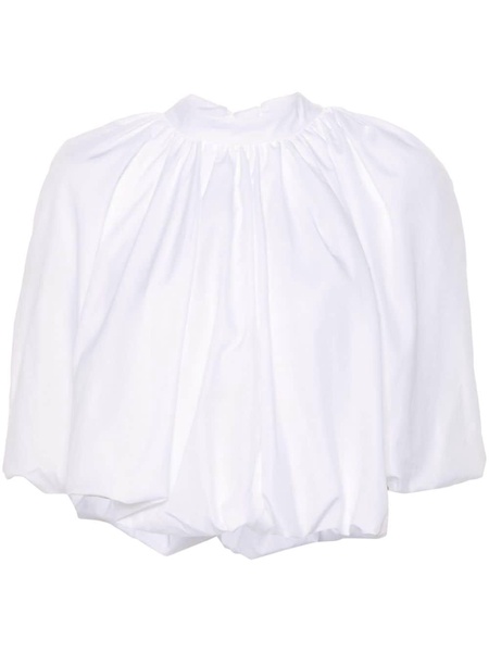 bow-embellished balloon-sleeves top