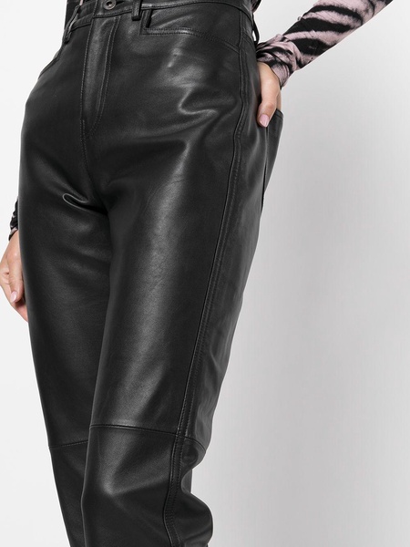 straight-leg leather trousers