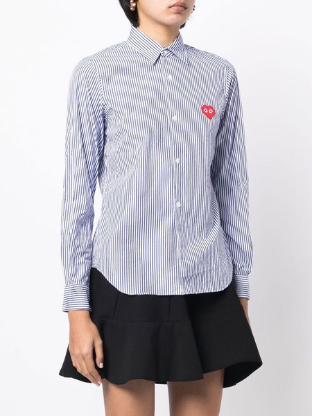 logo-patch striped shirt