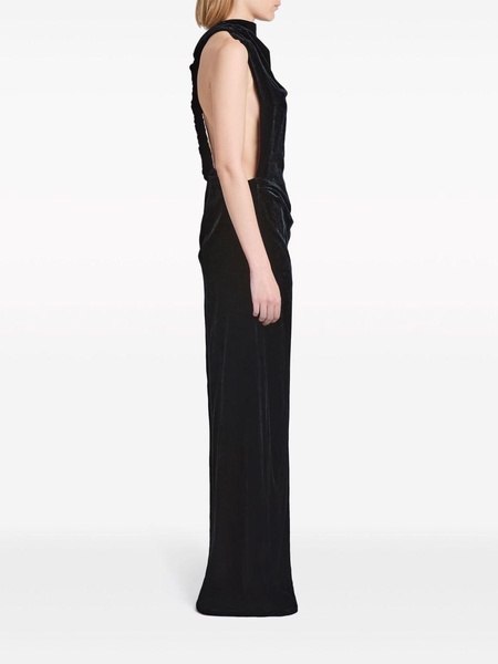 velvet cowl-neck gown