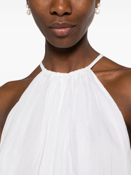 flared semi-sheer sleeveless top