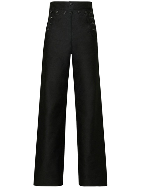 Black Wide-Leg Satin Trousers