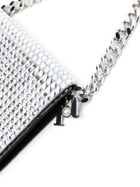 metallic-effect sequinned clutch bag