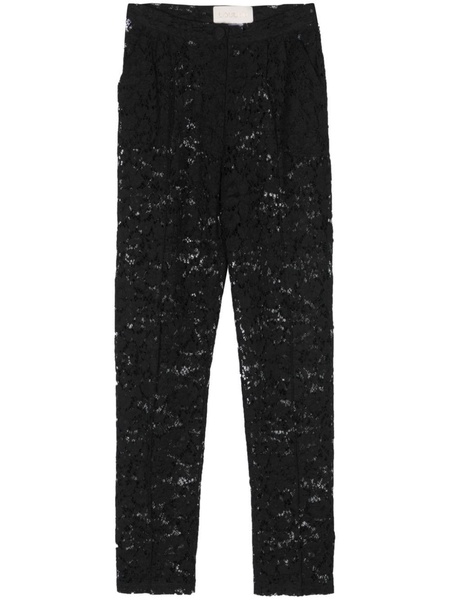 floral-lace tapered trousers