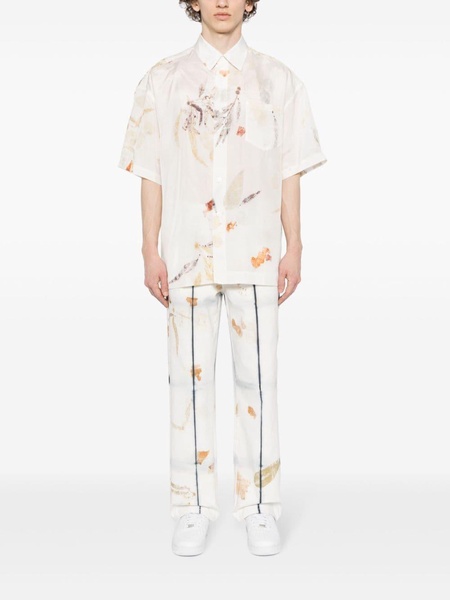 leaf-print silk shirt