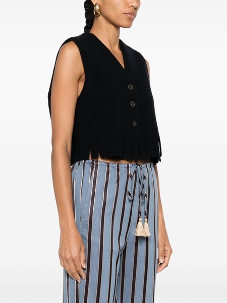 cropped fringed gilet