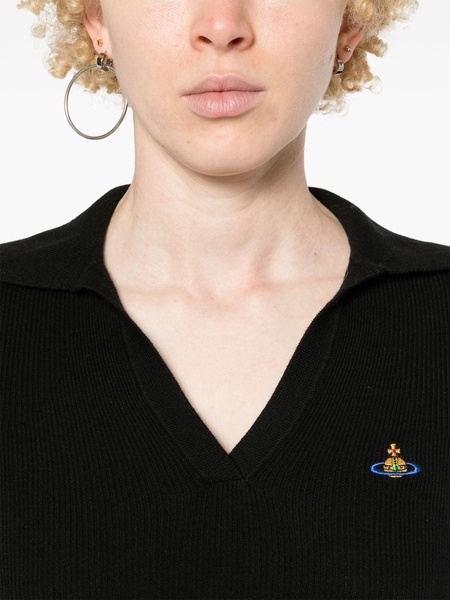 Orb-embroidered polo jumper