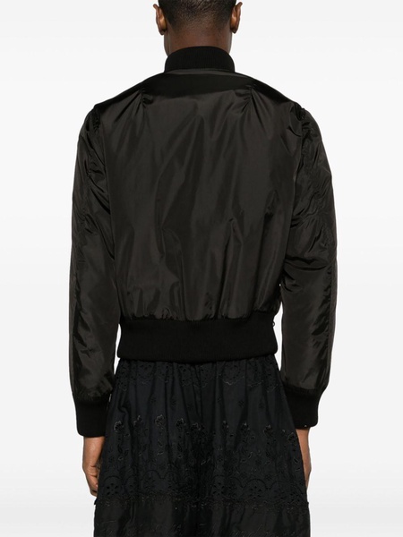 black ruched bomber jacket