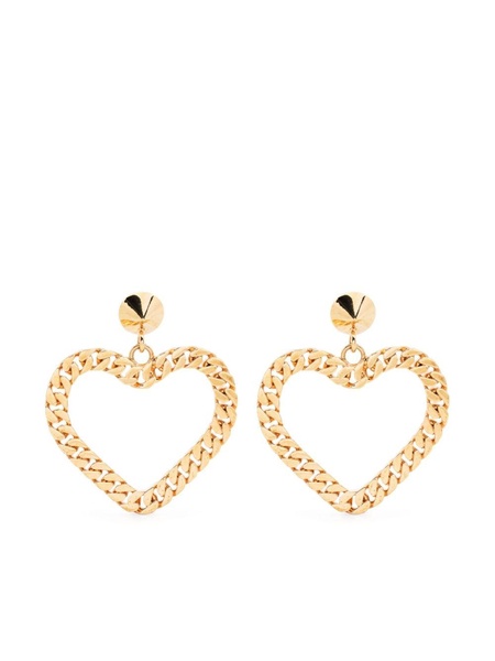 heart-shape chain-link clip-on earrings