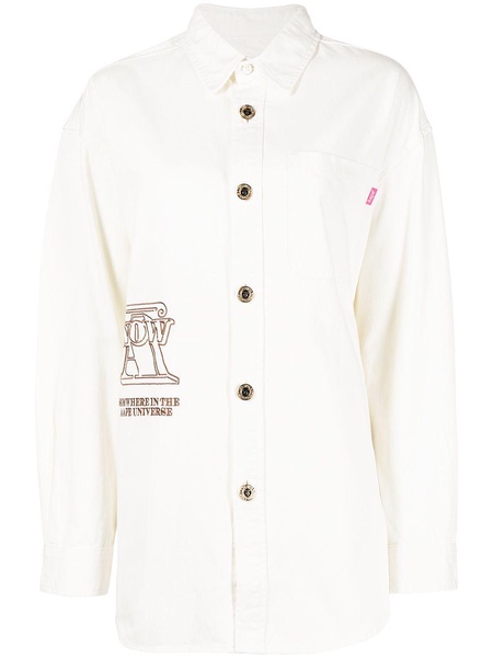 embroidered-logo oversized shirt