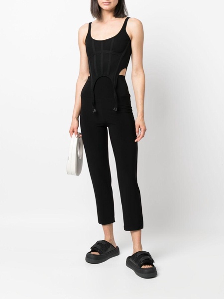 high-waisted slim-fit trousers