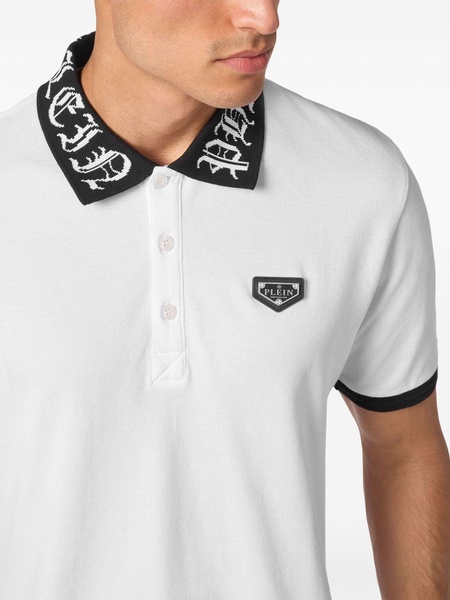 logo-plaque cotton polo shirt