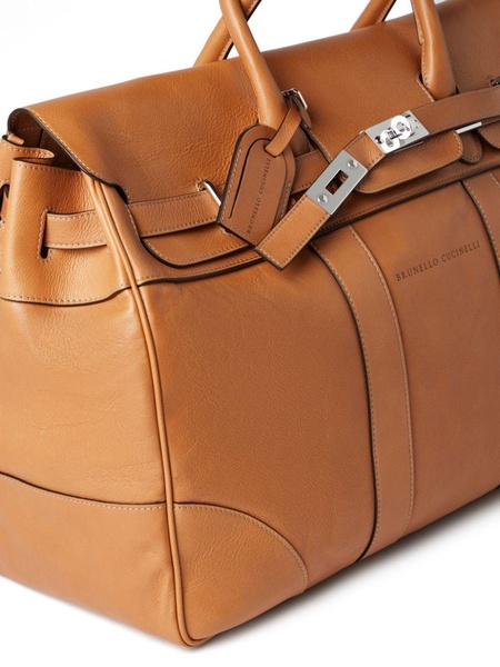 logo-stamp leather holdall