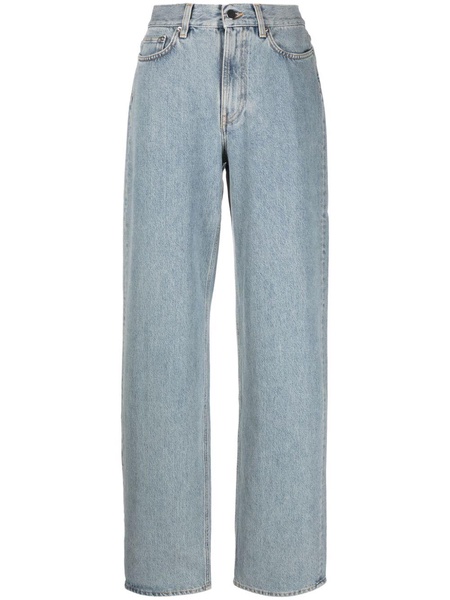 light-wash wide-leg jeans