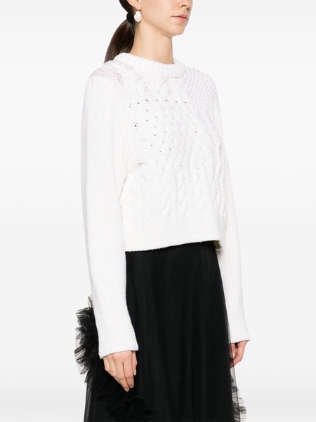 cable-knit cropped wool jumper