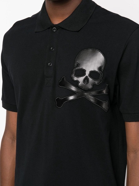 Skull-patch cotton polo shirt 