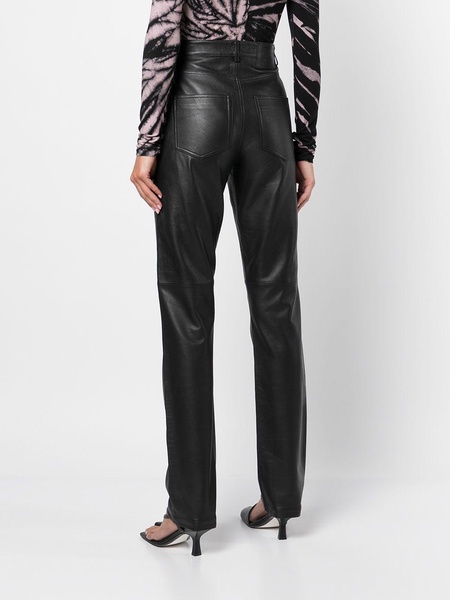 straight-leg leather trousers