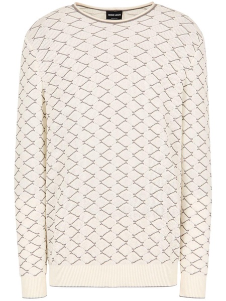 zigzag-embroidered round-neck jumper